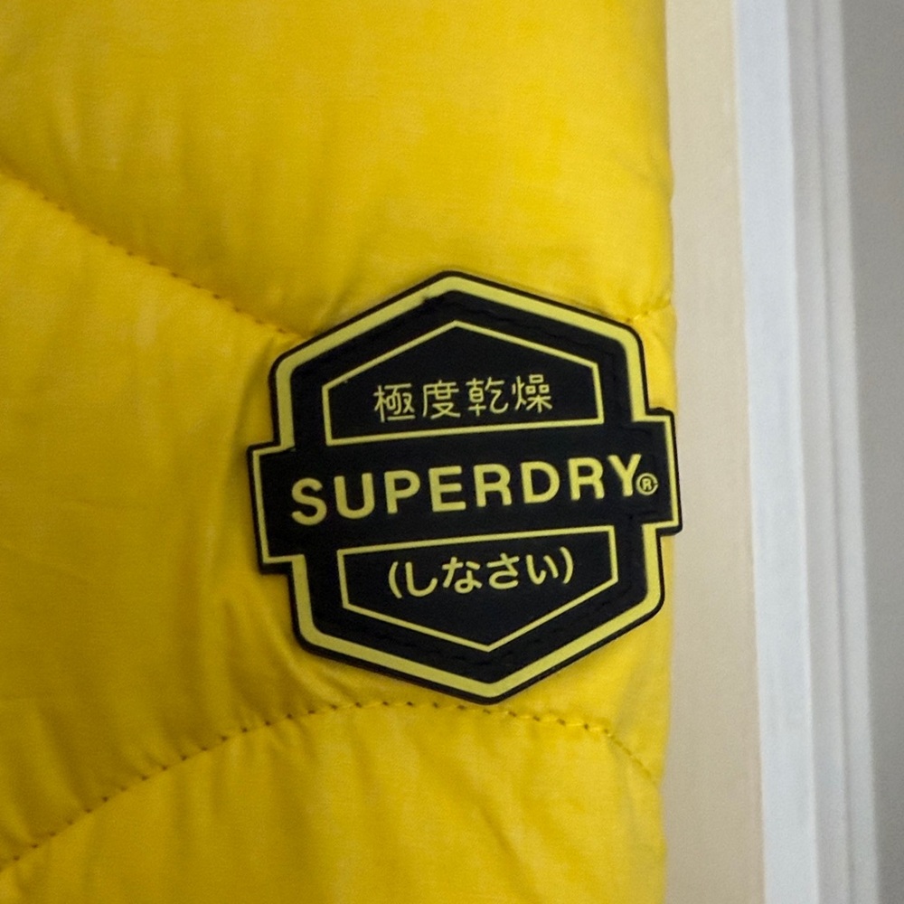 Superdry Bright Yellow Quilted Hooded Puffer Jacket - Picture 3 of 11